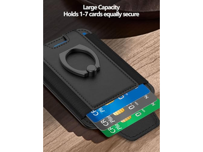 Magnetische Geldbörse für Telefon 6-Karten-Halter Rfid Blockierung Schwarz