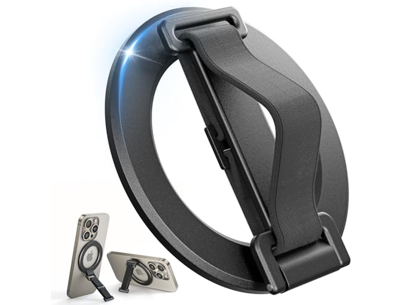 MagSafe Handygriff mit Fingergurt und Kickstand Schlaufe Schwarz