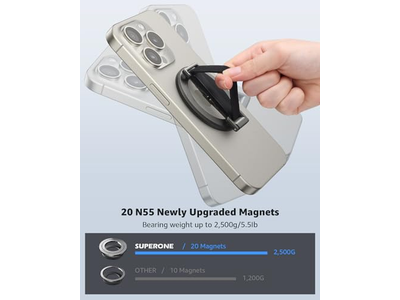 MagSafe Handygriff mit Fingergurt und Kickstand Schlaufe Schwarz