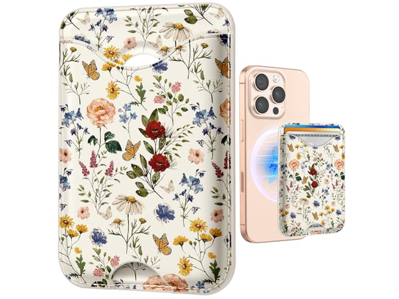 Magnetkartenhalter Geldbörse mit Blumenmuster für iPhone Serie
