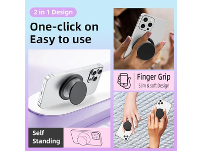 Magnetische Handygriffhalterung mit Klappbarem Ständer Transparent Rosa