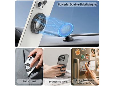 Magnetischer Telefongriffringständer mit Abnehmbarer Halterung und Adapter 360grad