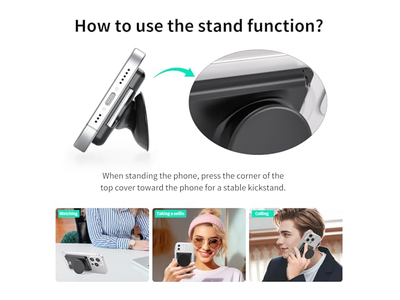 Magnetische Handygriff Geldbörse Ständer Erweiterbar und Zusammenklappbar Weiß