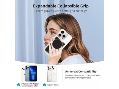 Magnetische Handygriff Geldbörse Ständer Erweiterbar und Zusammenklappbar Weiß