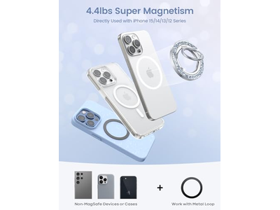 Magnetischer Telefonring für MagSafe Griff - Glitzer Silber Ringhalter Stan