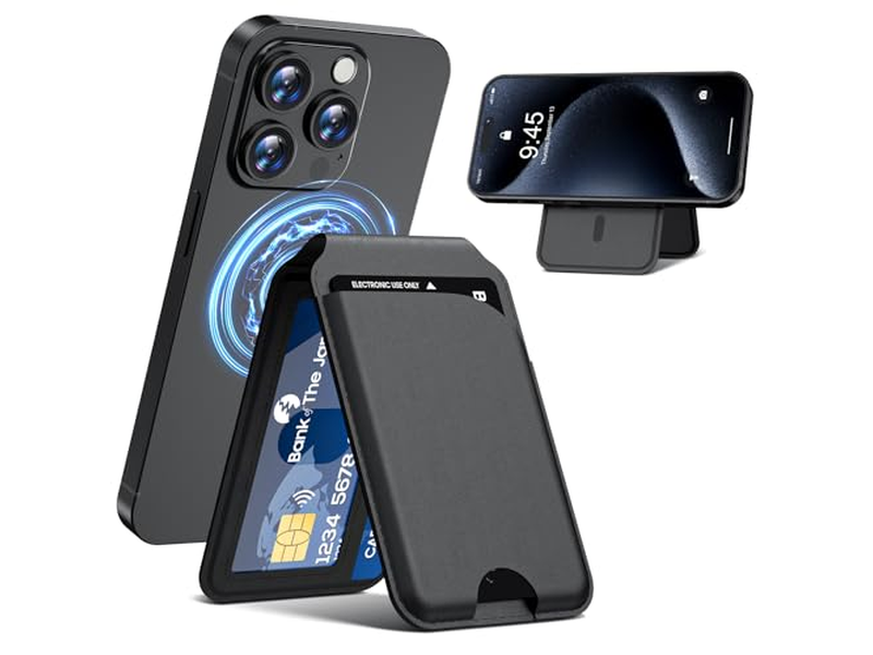 Magnetische Geldbörse für iPhone Verstellbare Lederkartenhalter Rfid Block