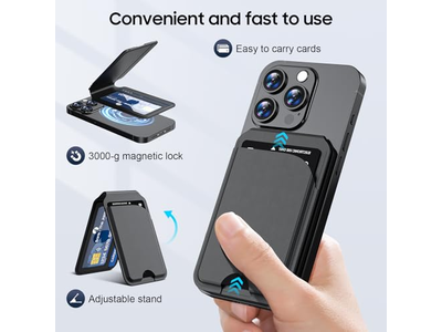 Magnetische Geldbörse für iPhone Verstellbare Lederkartenhalter Rfid Block