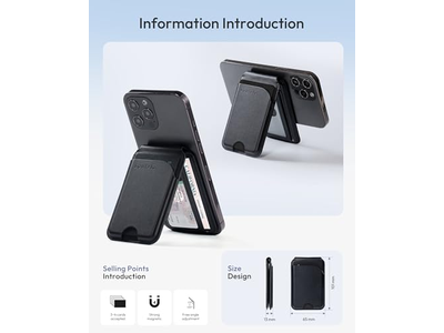 Magnetische Geldbörse für iPhone mit Verstellbarem Ständer und Rfid Blockierung