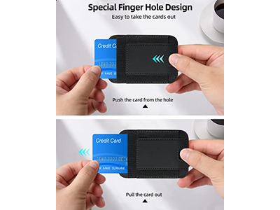 Magnet Geldbörse mit 2 Kartensteckplätzen für iPhone Vegan Leder Schwarz