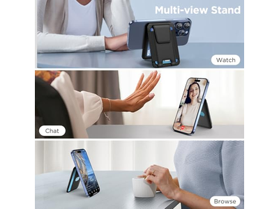 Magnetische Brieftasche mit Verstellbarem Ständer und Rfid Blockierung 3 Steckplätze für Auto
