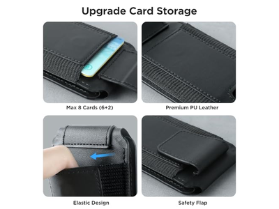 Magnetische Brieftasche mit Verstellbarem Ständer und Rfid Blockierung 3 Steckplätze für Auto